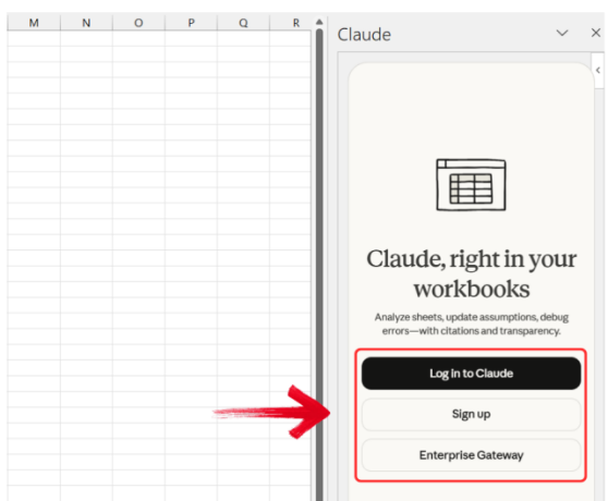 Claude login sidebar