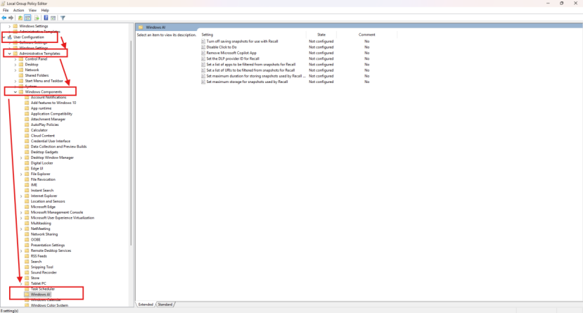  Access the Policy Editor on Window's Settings