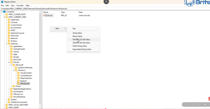 New > DWORD (32-bit) Value.